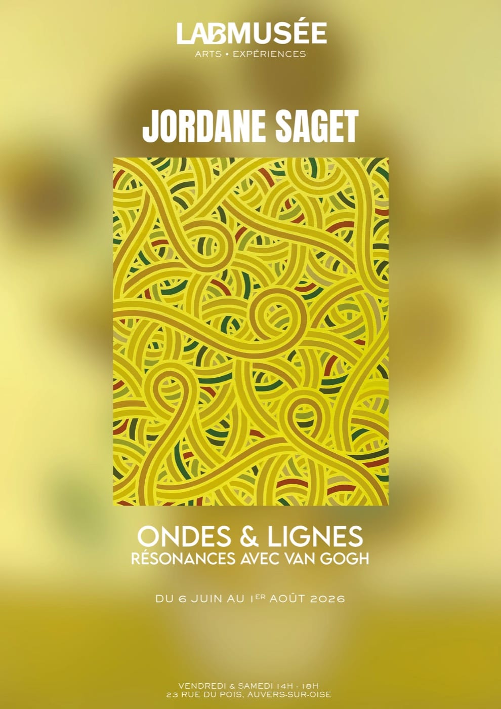 Immersive room of Jordane Saget's Ondes & Lignes exhibition