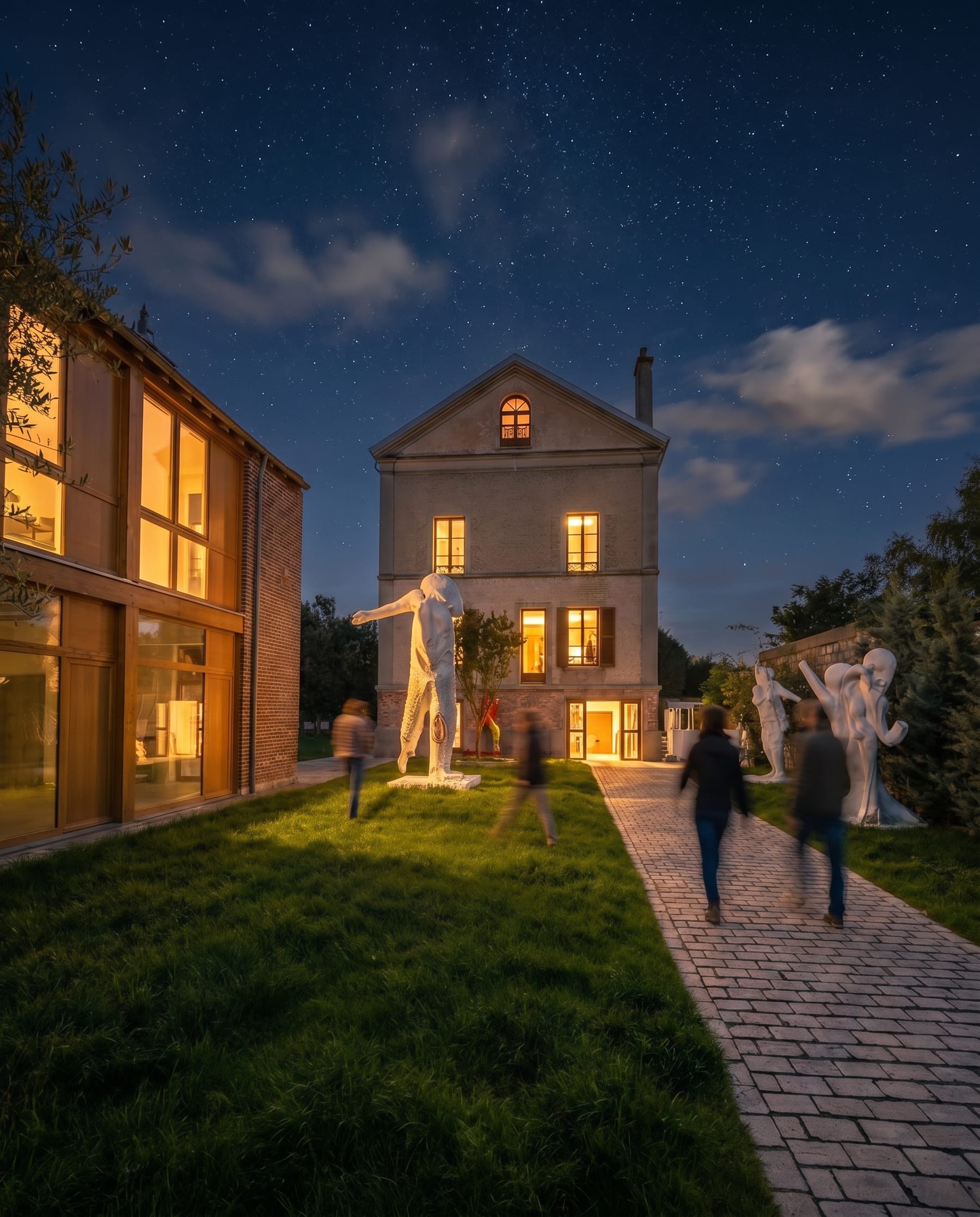 Le LabMusée privatisé un soir d'été, sculptures éclairées sous les étoiles